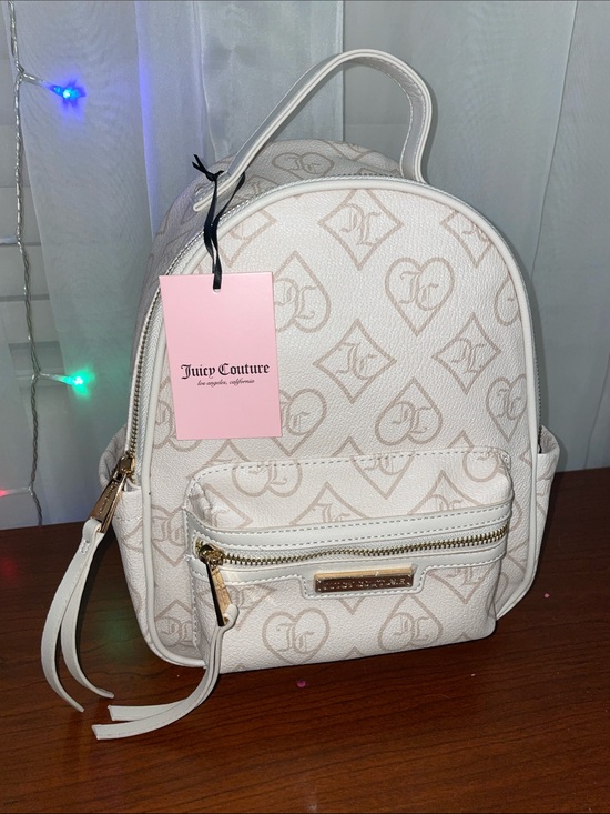 Juicy Couture Handbags - NWT Juicy Couture Cream & Beige Monogram Backpack